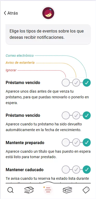 Elige qué quieres que te notifiquemos