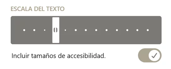 Elije la escala del texto